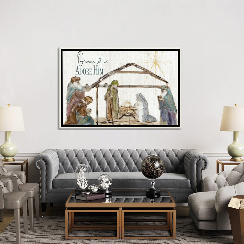 «O Come Let Us Adore him», reproduction d'art sur toile encadrée, H 40 po x l 60 po, Reproduction encadrée sans passe-partout