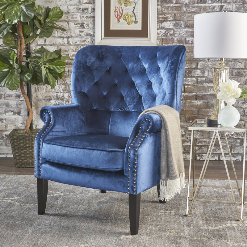 Korin Velvet Club Chair, Blue Velvet