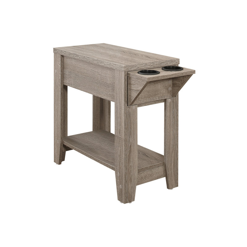 Table d'appoint de salon et de chambre à coucher, stratifié taupe foncé, avec table de rangement polyvalente