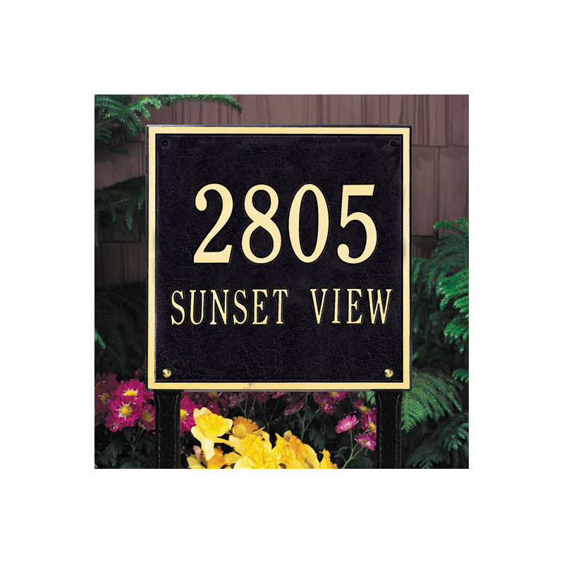 2-Line Lawn Address Sign, Yes, Antique Copper