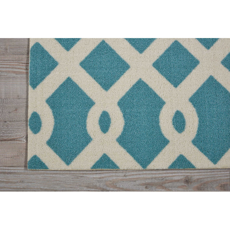 Easterly Geometric Blue/White Outdoor Area Rug