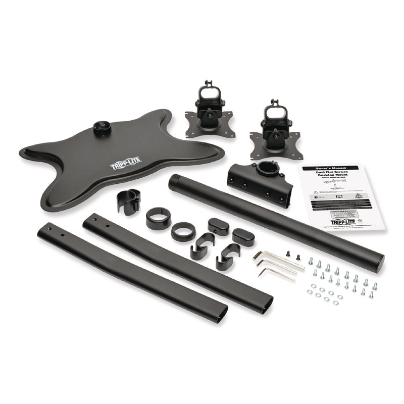 Black Steel Full-Motion Dual Monitor Desktop Stand