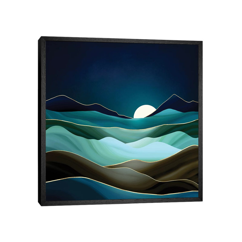 Moonlit Vista - Print on Canvas, Black Framed, 66.04 cm H x 66.04 cm W