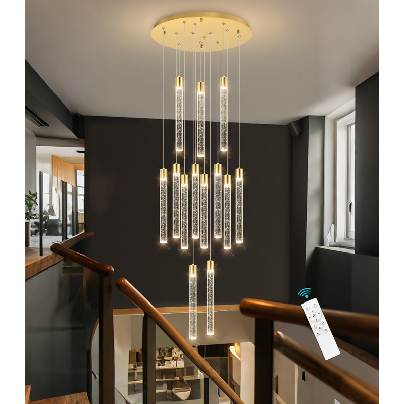 Lustre 13 lumières à DEL moderne en cristal chromé, Silver