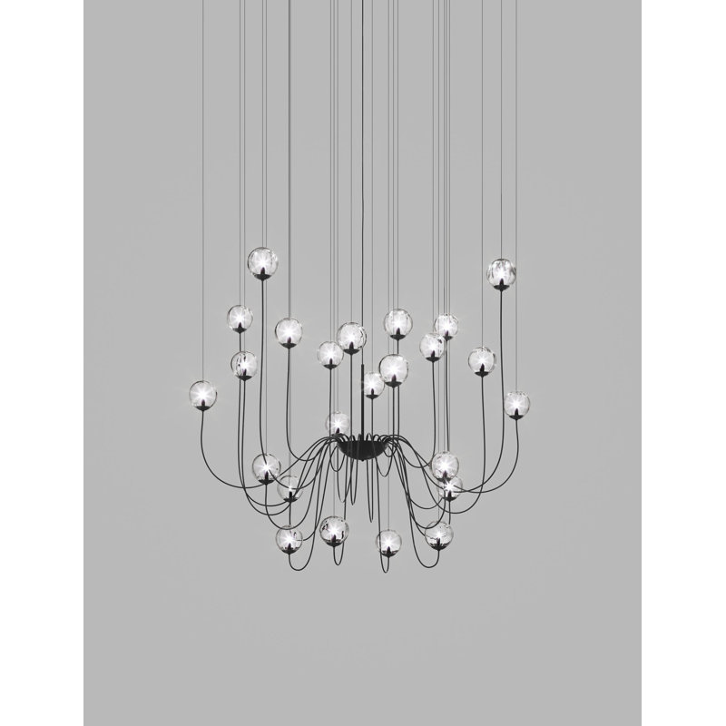 Puppet 24 - Light Chandelier, Crystal Transparent, Matte Black