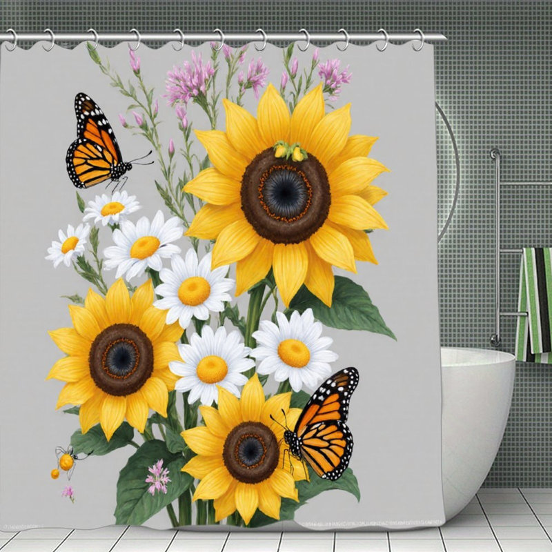 Rideaux de douche tournesol et marguerite, 71 x 71