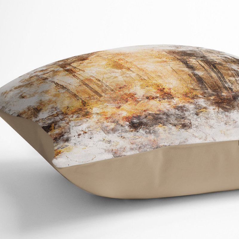 Forest in an Orange Glow Cushion with Filling, Stone, 55cm H x 55cm W x 20cm D
