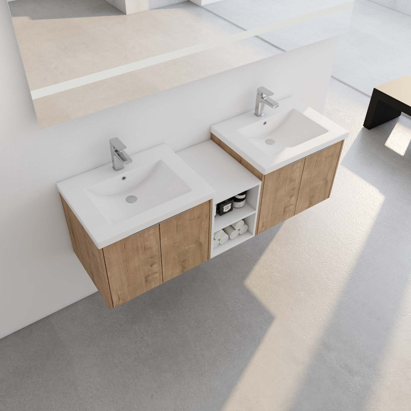Soft Close Doors Bathroom Vanity With Sink, A Small Storage Shelves