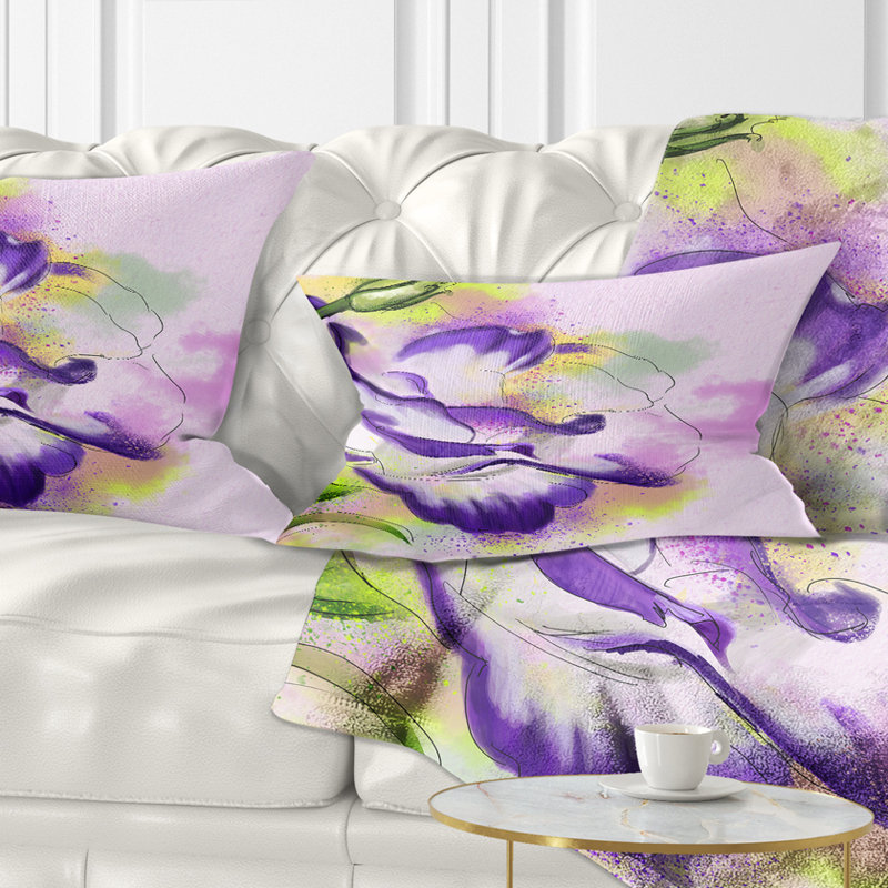Coussin lombaire en aquarelle de fleurs abstraites