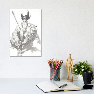 Huntress Pre-Lim by Frank Frazetta - Wrapped Canvas Print