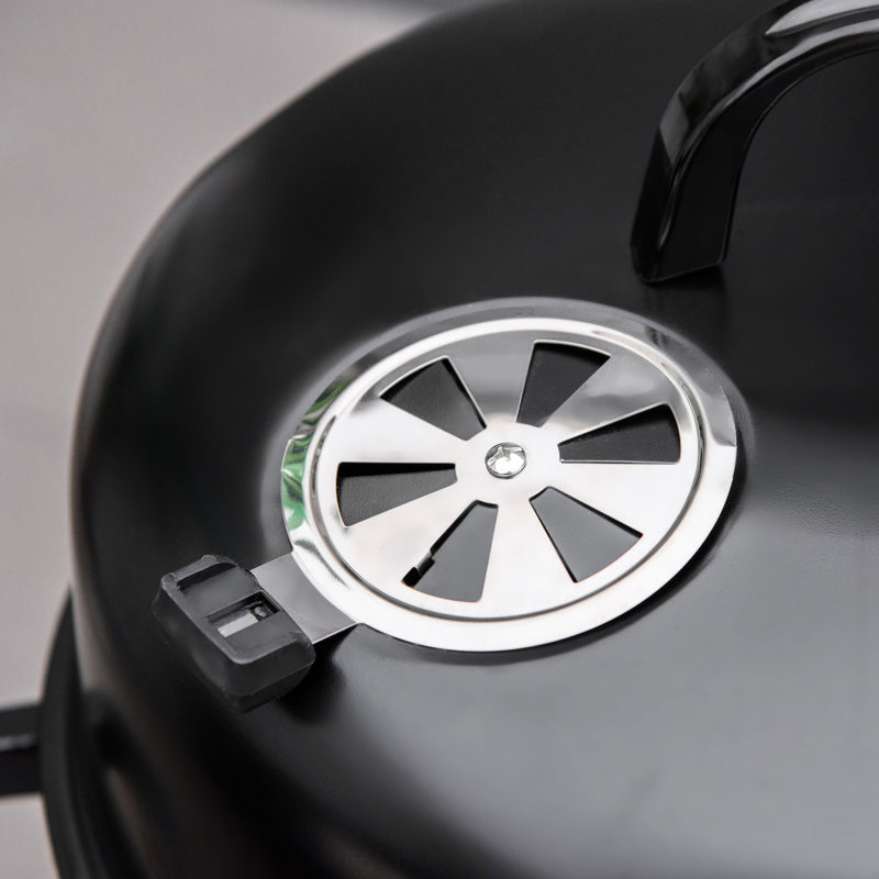 31 Charcoal Bbq Grill Smoker - 16" Round With Easy Temperature Adjustment For Outdoor Camping, Picnic, Black Vertical Heat- , Dual Cooking Outdoor,
