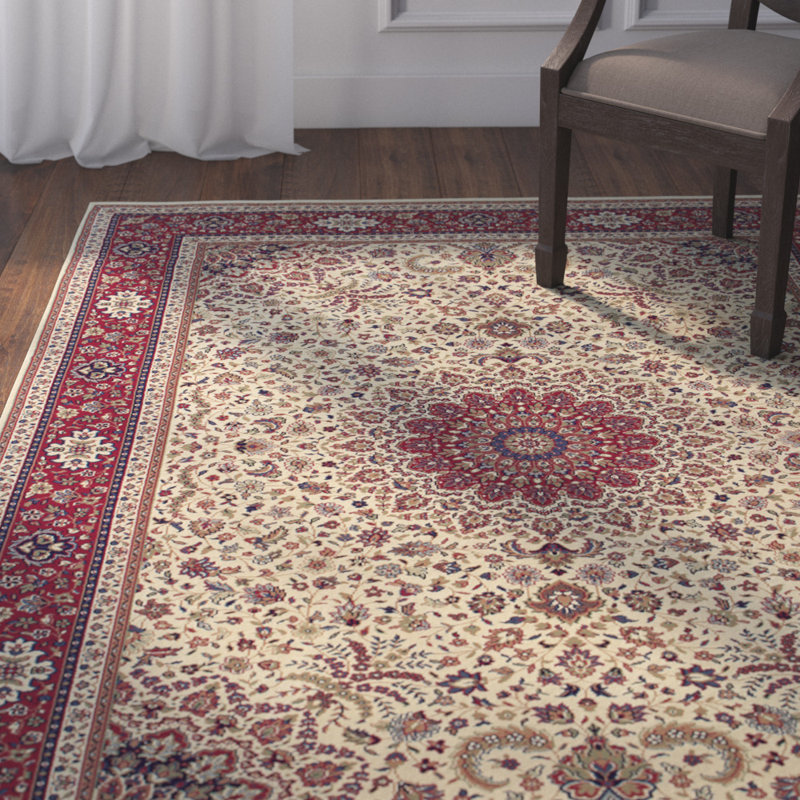 Tapis ivoire / bourgogne Shelburne, Rectangle 4 pi x 6 pi