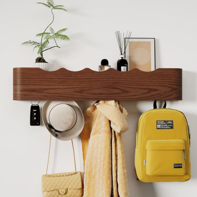 5-Hook Modern Coat Rack with Hidden Wall Hooks for Entryway, Bedroom, Bathroom