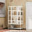 67.25'' Tall Iron Display Cabinet With Glass Door And LED Lights Steel Curio Cabinet For Collectibles Figures Trophies 3-Sided Glass Display Case For Home Office Study Room Stores Playroom - White-1338995244