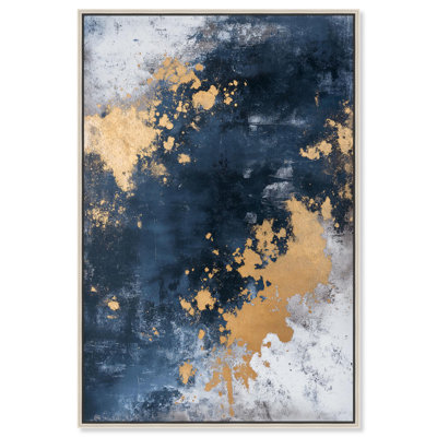 Golden Forest Glow Canvas Blue Abstract Art by Art Remedy