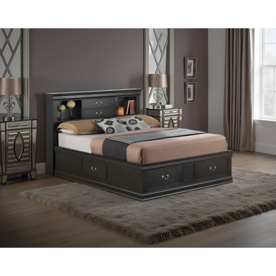 Schiedam Black Queen Bookcase Storage Bed