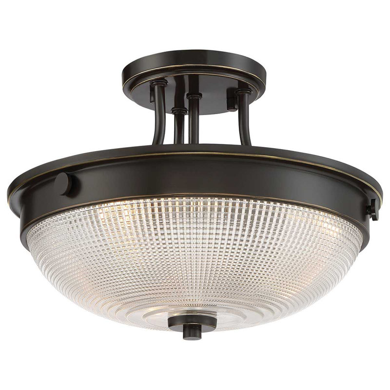 Baderbräu Glass Semi Flush Mount, Palladian Bronze