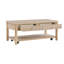 Wooden Coffee Table, Cocktail Table With Two Drawers And One Open Shelf