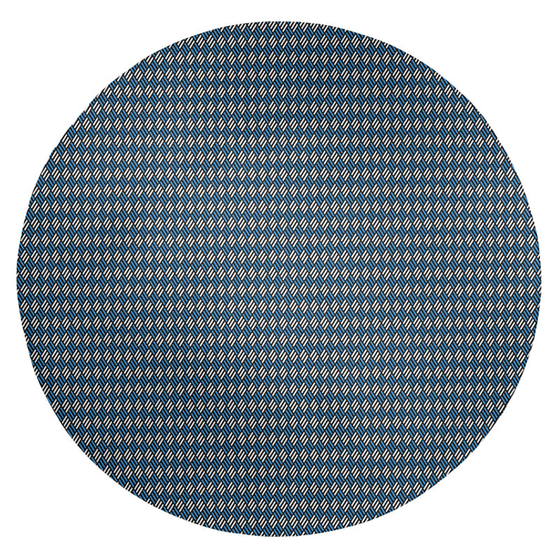 Tapis bleu à rayures classic, Rond 5 pi