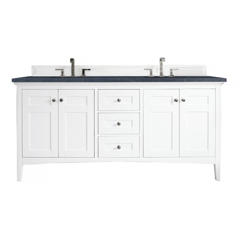 Palisades 72''  W Double Vanity, Charcoal Soapstone, Bright White