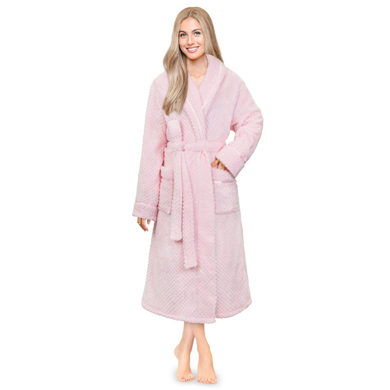 Peignoir mi-mollet 100% molleton avec poches Beerman, TG, Rose