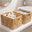Water Hyacinth Wicker Baskets, Rectangular Wicker Basket 2 Pack, Wicker Basket For Shelves, Woven Storage Baskets With Handles-259586331-259586330