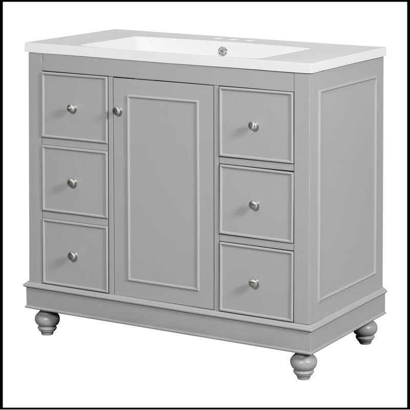 Meuble-lavabo simple 36 po avec comptoir Sebern, Gris