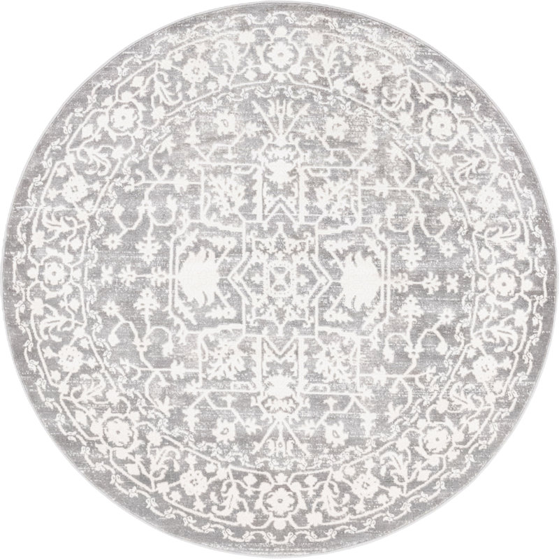 Folkeste Oriental Area Rug, Round 6'1", Gray