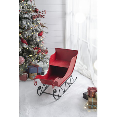 Red/black Iron Christmas Santa Sleigh, Large