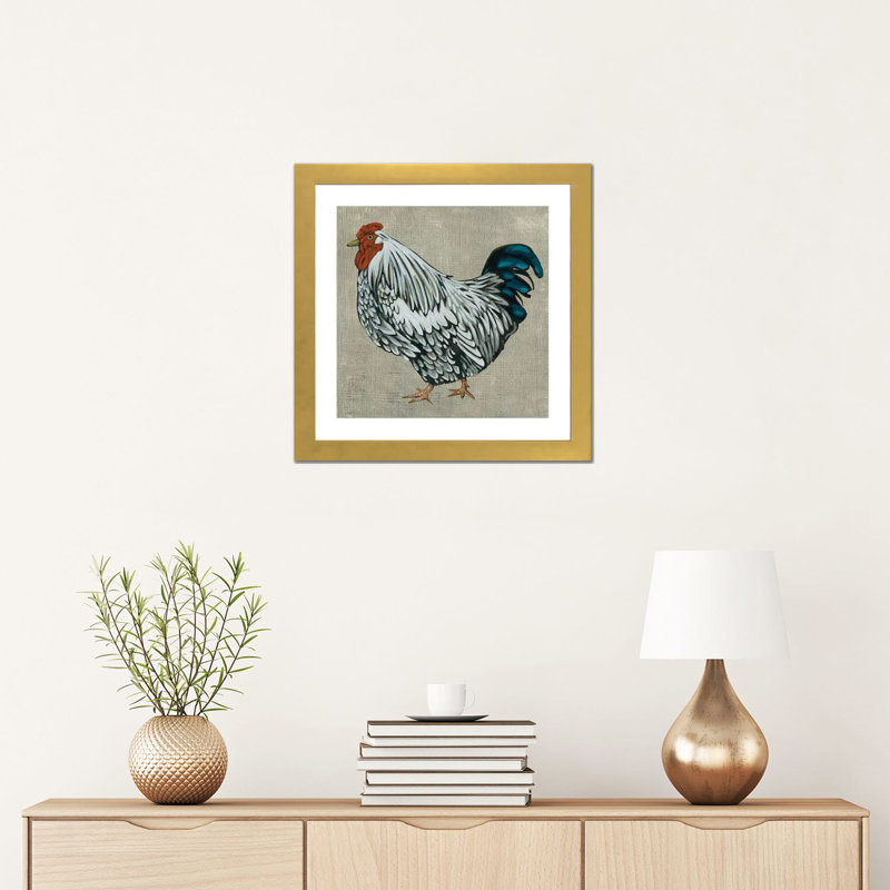 Roost IV by Chariklia Zarris - Print, White, 16" H x 16" W x 1" D, Gold Framed Paper