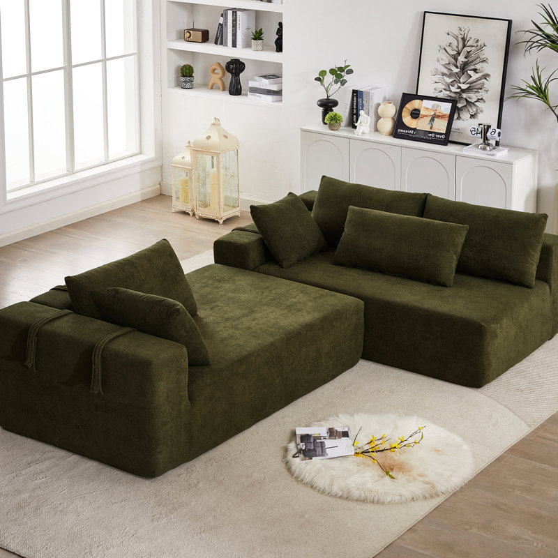 Canapé modulaire en chenille, L 108 po, combinable pour le salon, la chambre à coucher, la chambre à coucher à 6 coussins, combinable, la pièce