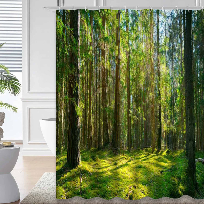 Rideau de douche à 12 crochets Forest Forest, L 72 po x l 78 po