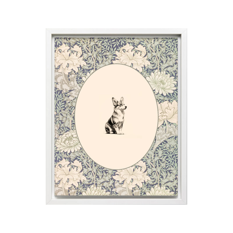 Pembroke Welsh Corgi, Canevas, H 12 po x l 16 po, Encadrement blanc