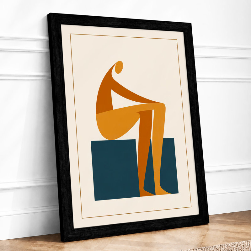 Contemplative Figure Minimalist - Print, A2 - 59.4 x 42.0 cm, Black