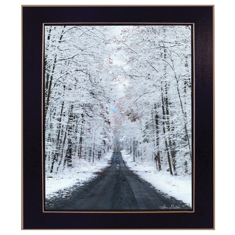 «All Roads plomb Home», art mural encadré Winter Lane pour le salon, décoration murale par Lori Deiter