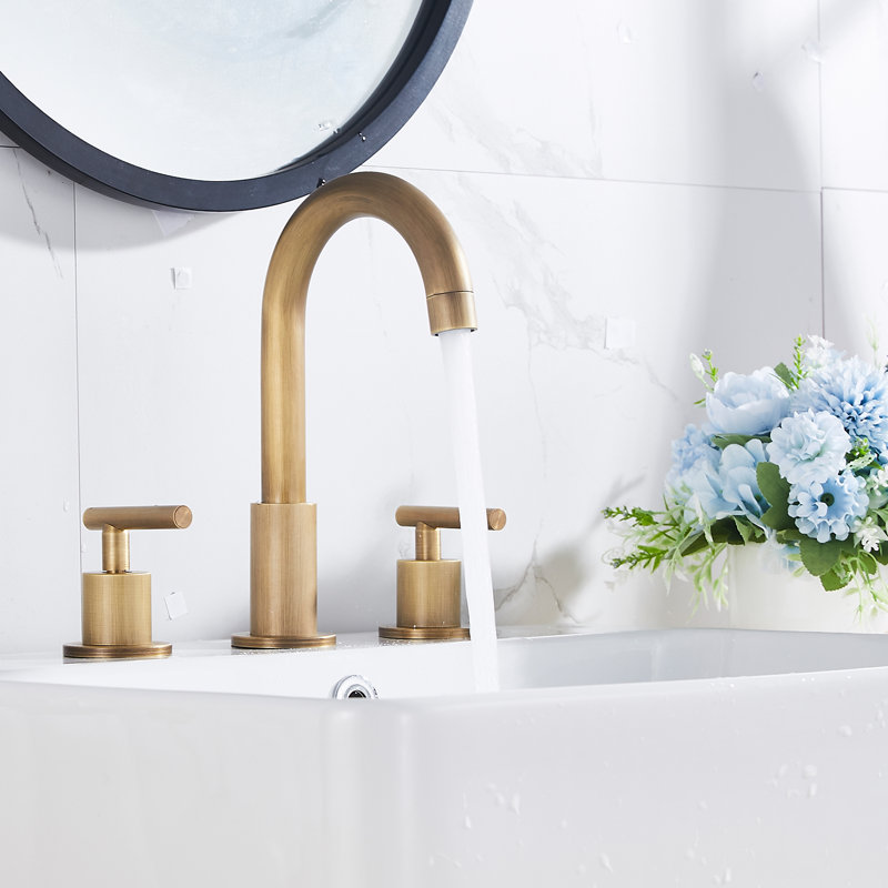 Widespread Bathroom Sink Faucet, Antique Brass