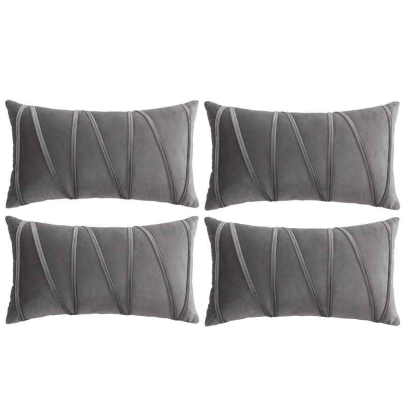 Housses de coussin rectangulaires en velours, Gris