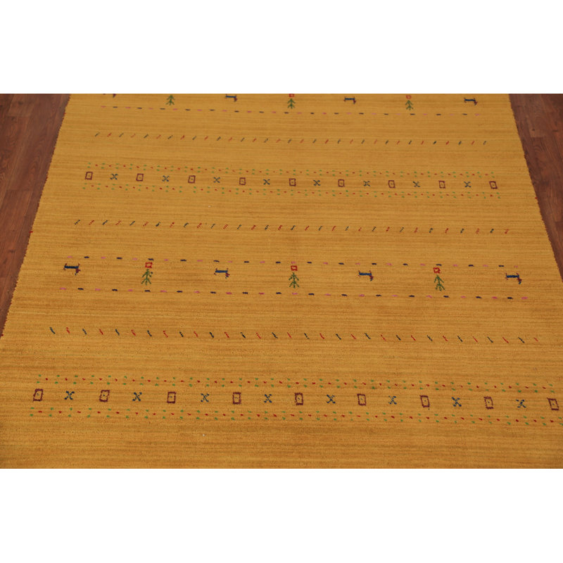 Tribal Gold Gabbeh Oriental Area Rug