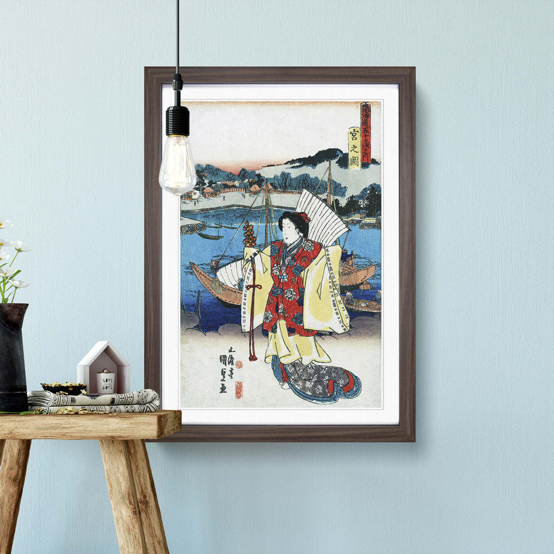 View of Miya by Utagawa Toyokuni - Framed Print
