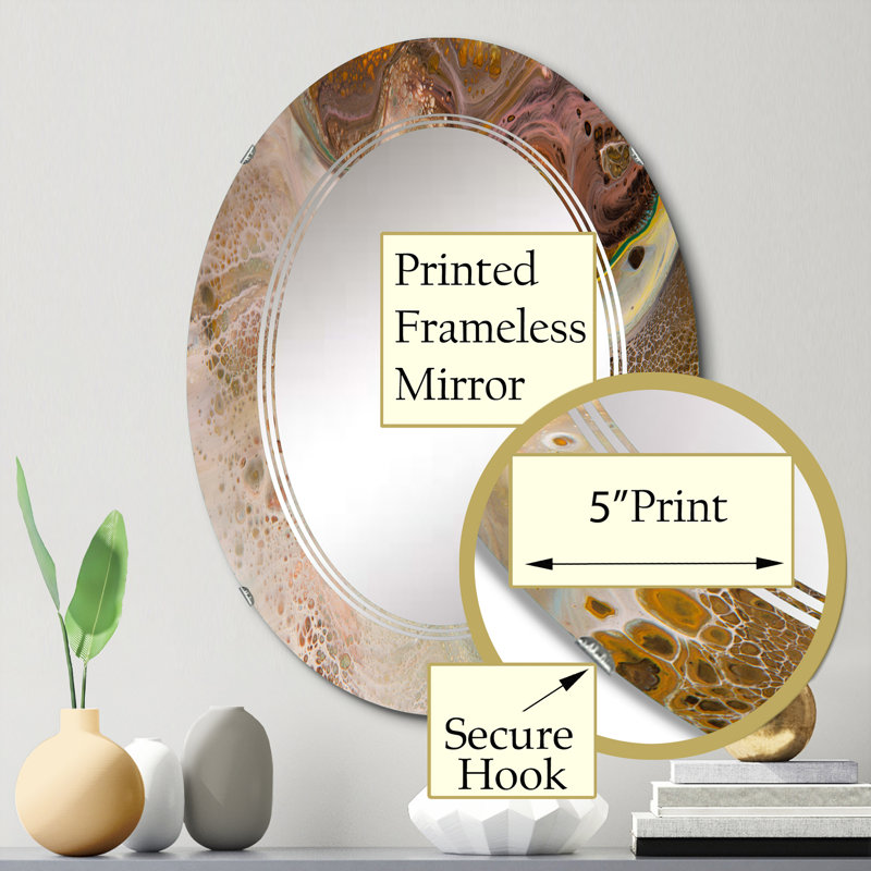 Miroir mural doré doré, impression moderne - abstrait doré et brun, 30 po x 20 po