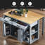 Îlot de cuisine de 47 po avec table de salle à manger extensible, table de cuisine en placage de bois d'hévéa avec support de rangement interne, prise de courant, îlot de cuisine avec rangement 2 tiroirs et 2 armoires-1832074033