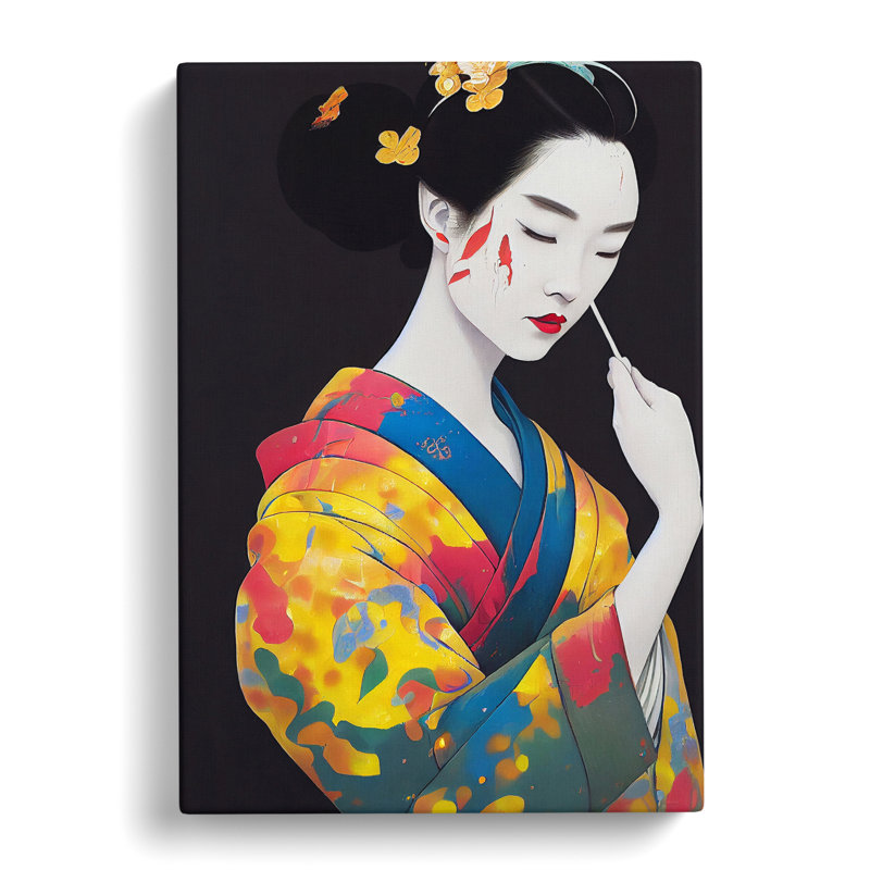 Paint Drip Geisha No.5 - Wrapped Canvas, 60cm H x 40cm W x 3cm D