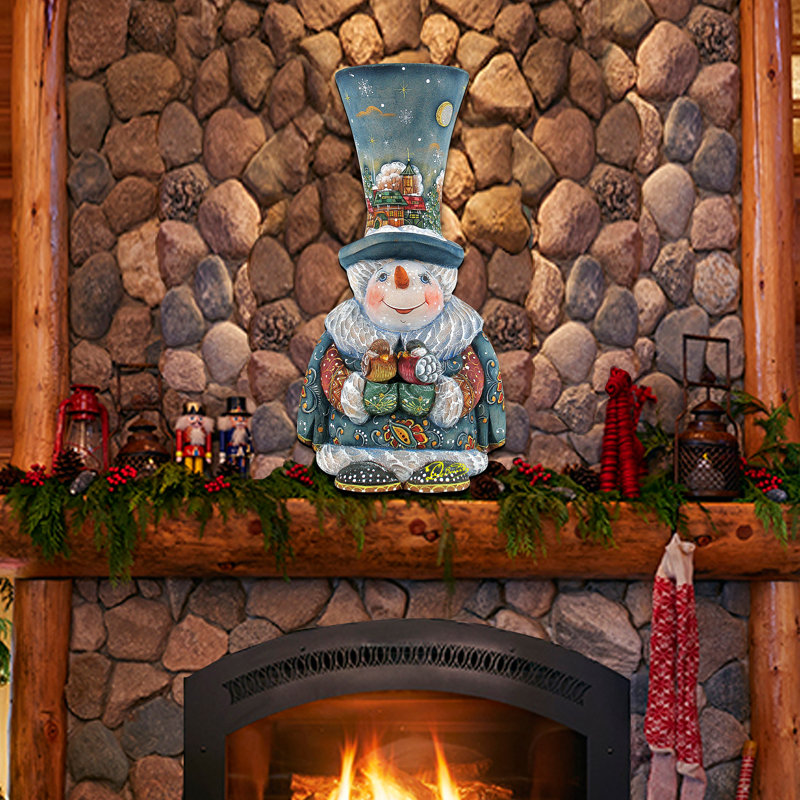 Accent décoratif en bois de l’ancien monde et de Noël bonhomme de neige