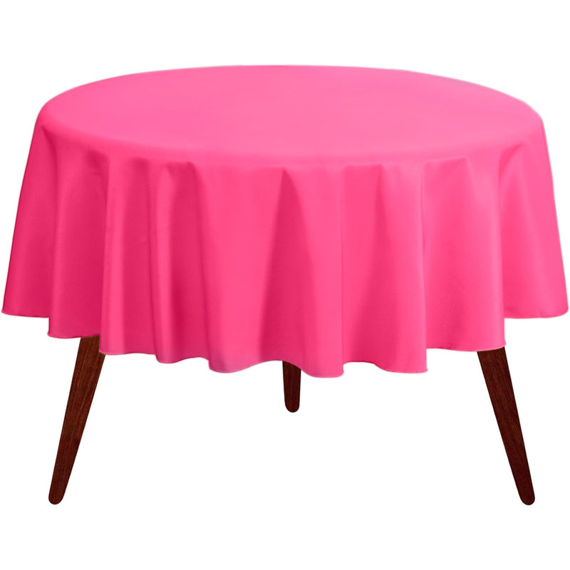 Ambee Round No Pattern Polyester Tablecloth, 108" Round, Fuchsia