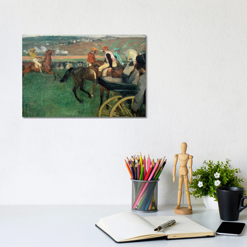 The Racetrack, Amateur Jockeys Near A Car, 1876-188 by Edgar Degas - Wrapped Canvas Painting, 20.32 cm H x 30.48 cm W