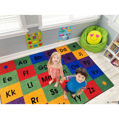 KidCarpet.com Row by Row Alphabet Rug, 4' x 6', Multicolored | ABC Primary Children's Educational Rug for Home Learning Area | Kids Carpet for Bedroom Playroom | Area Rug for Kids