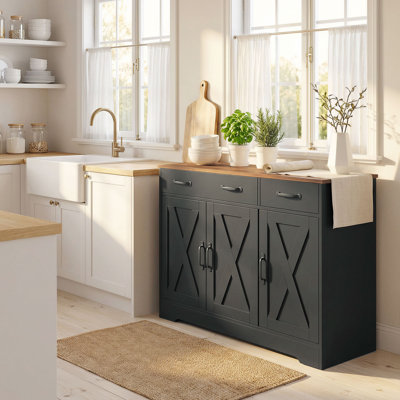 Buffet, armoire de cuisine 43 po, noir