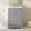 Meuble-lavabo 24 po avec lavabo, armoire en MDF avec structure en bois massif, 1 tiroir divisé et 2 portes à fermeture douce avec double tablette sur la porte, meuble-lavabo autoportant-609347464
