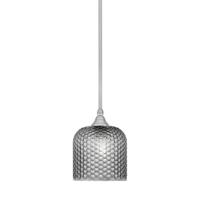Stem Hung Mini Pendant With 7" Smoke Textured Glass