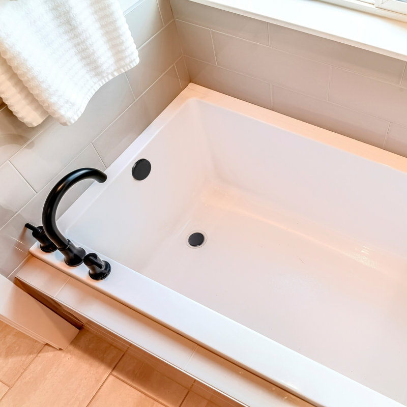 12" & 4" Sch. 40 ABS Tip-Toe Bathtub Leg Drain with No-Hole Overflow, Matte Black